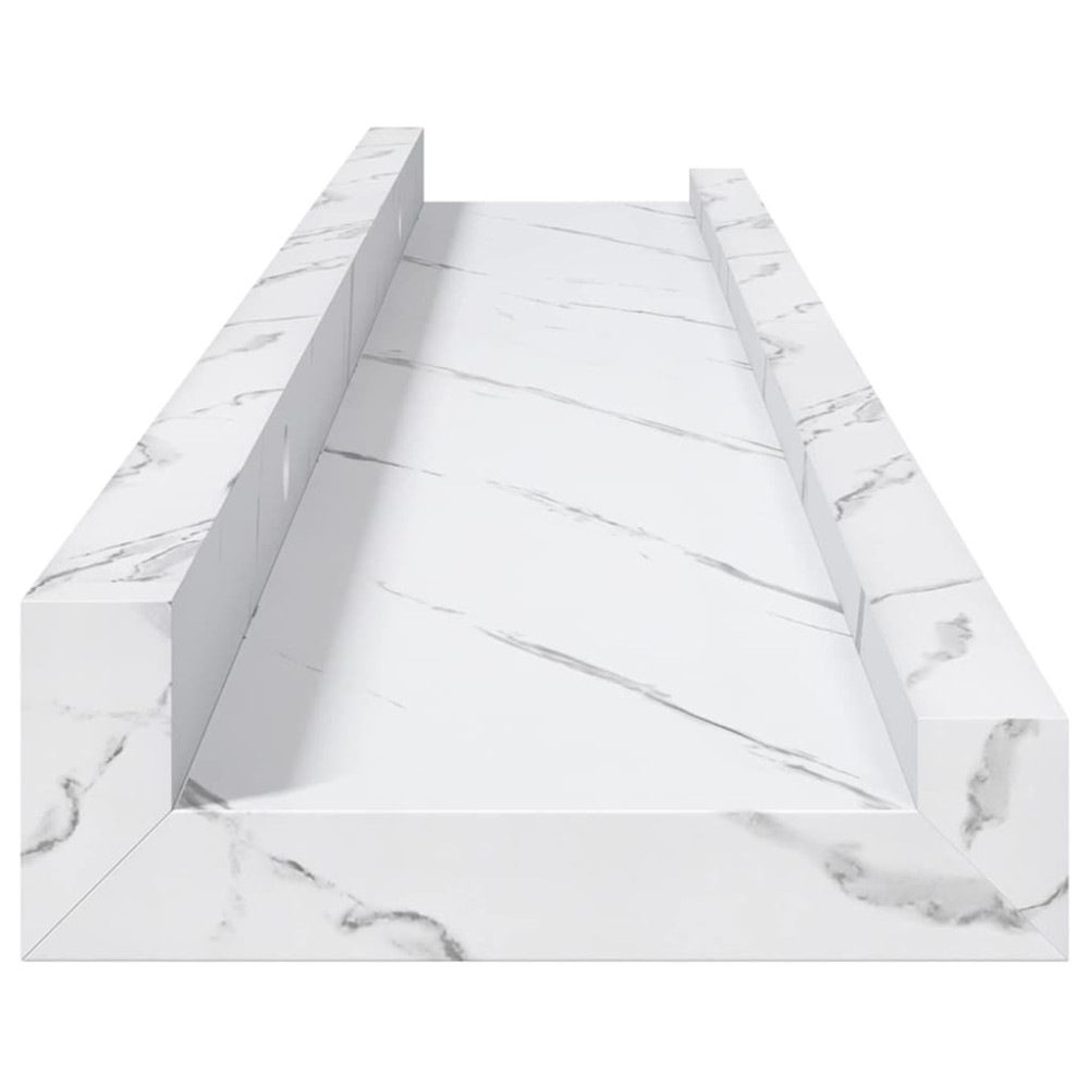 Produktbild för Vägg hylla 4 pcs Vit marmor 60 x 9 x 3 cm Konstruerat trä