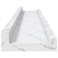 Produktbild för Vägg hylla 4 pcs Vit marmor 60 x 9 x 3 cm Konstruerat trä