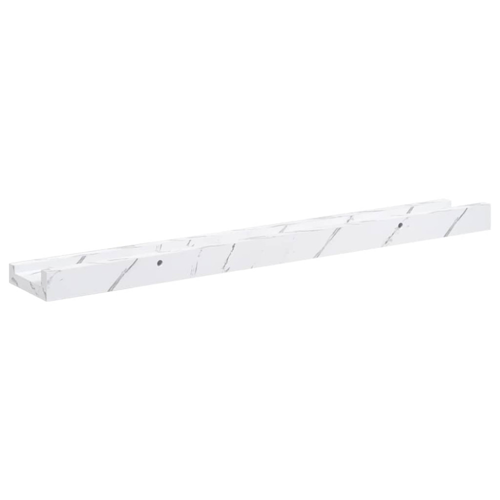 Produktbild för Vägg hylla 4 pcs Vit marmor 60 x 9 x 3 cm Konstruerat trä