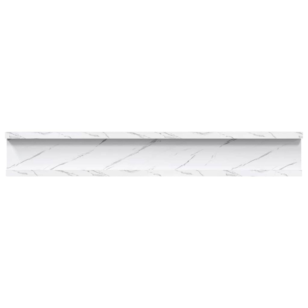 Produktbild för Vägg hylla 4 pcs Vit marmor 60 x 9 x 3 cm Konstruerat trä