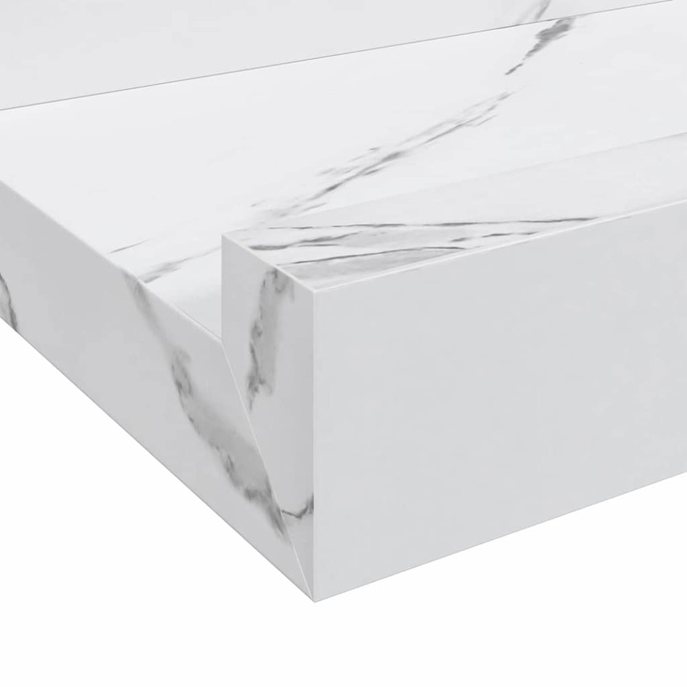 Produktbild för Vägg hylla 4 pcs Vit marmor 80 x 9 x 3 cm Konstruerat trä