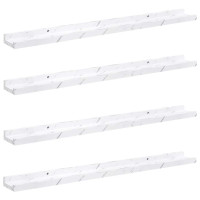 Produktbild för Vägg hylla 4 pcs Vit marmor 80 x 9 x 3 cm Konstruerat trä