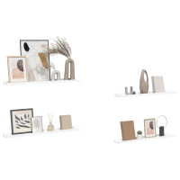 Produktbild för Vägg hylla 4 pcs Vit marmor 80 x 9 x 3 cm Konstruerat trä