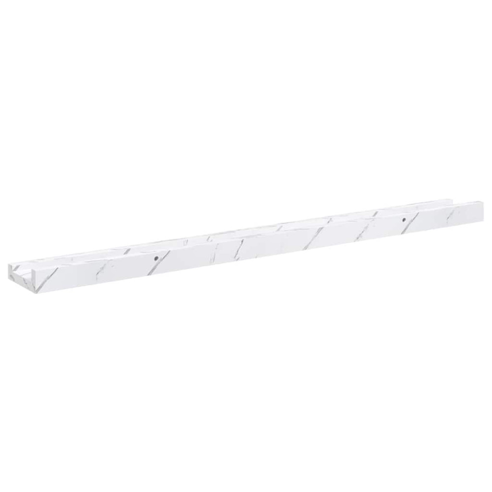 Produktbild för Vägg hylla 4 pcs Vit marmor 80 x 9 x 3 cm Konstruerat trä