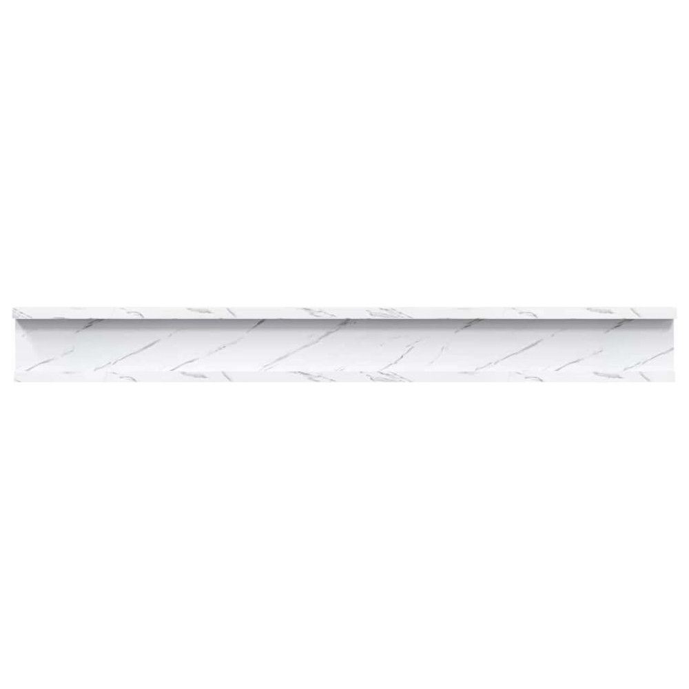 Produktbild för Vägg hylla 4 pcs Vit marmor 80 x 9 x 3 cm Konstruerat trä