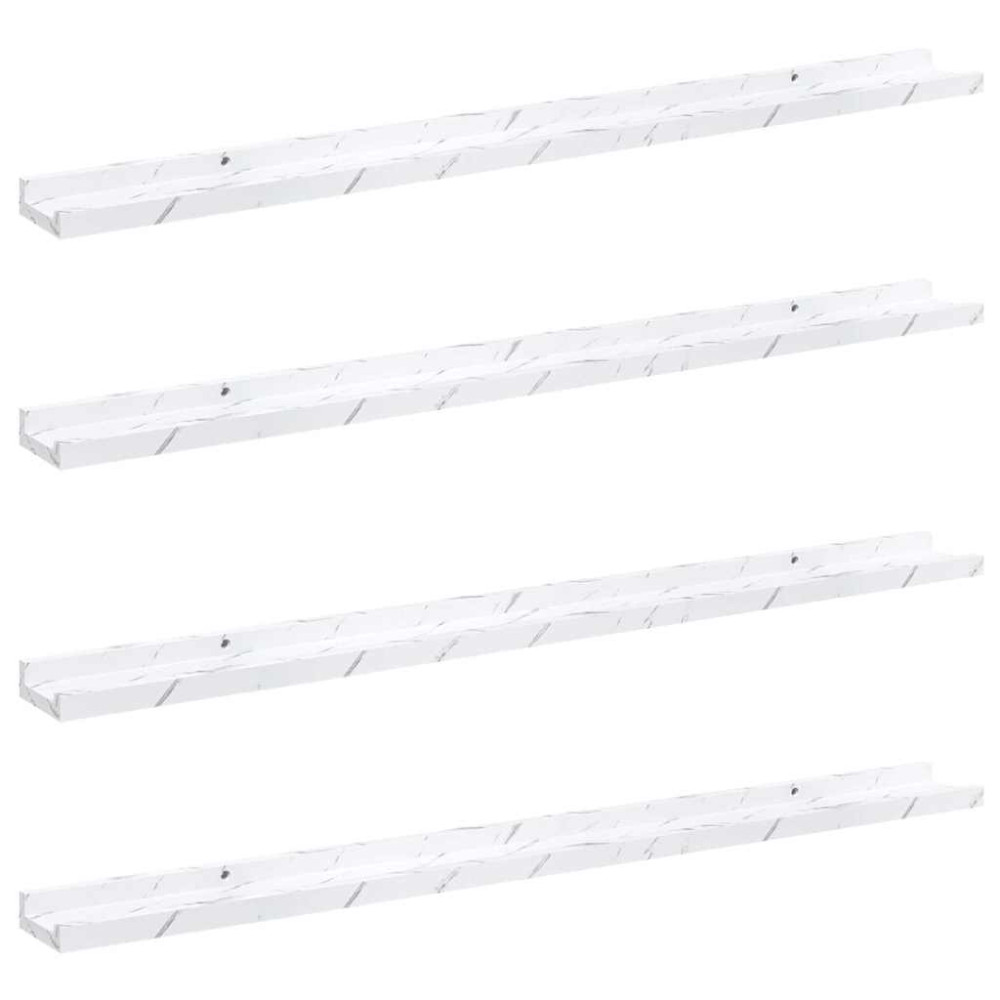 Produktbild för Vägg hylla 4 pcs Vit marmor 100 x 9 x 3 cm Konstruerat trä