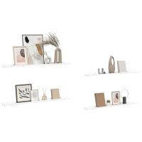 Produktbild för Vägg hylla 4 pcs Vit marmor 100 x 9 x 3 cm Konstruerat trä