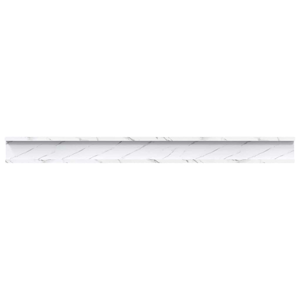 Produktbild för Vägg hylla 4 pcs Vit marmor 100 x 9 x 3 cm Konstruerat trä