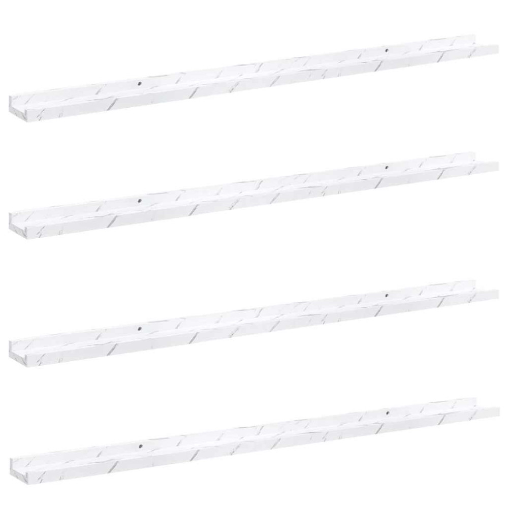 Produktbild för Vägg hylla 4 pcs Vit marmor 115 x 9 x 3 cm Konstruerat trä