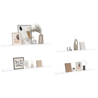 Produktbild för Vägg hylla 4 pcs Vit marmor 115 x 9 x 3 cm Konstruerat trä
