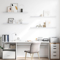 Produktbild för Vägg hylla 4 pcs Vit marmor 115 x 9 x 3 cm Konstruerat trä