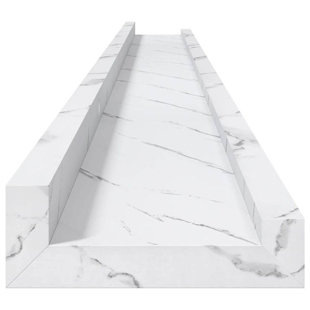 Produktbild för Vägg hylla 4 pcs Vit marmor 115 x 9 x 3 cm Konstruerat trä