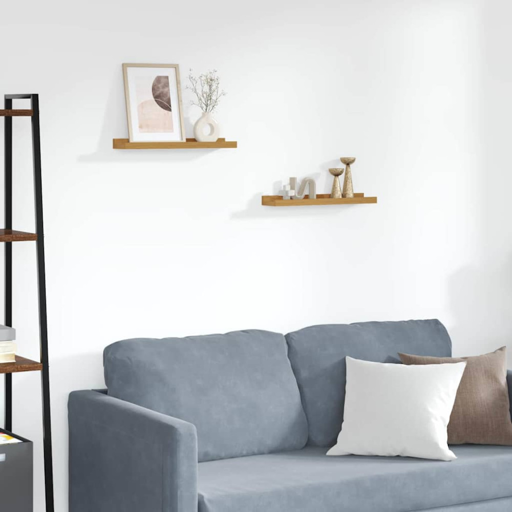 Produktbild för Vägg hylla med hylla 2 pcs Beige 40 x 9 x 3 cm Konstruerat trä
