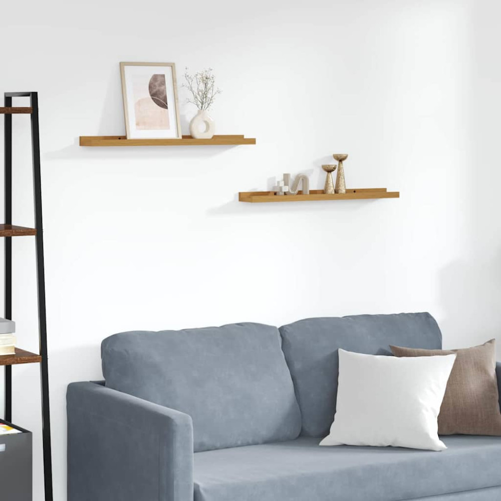 Produktbild för Vägg hylla med hylla 2 pcs Beige 60 x 9 x 3 cm Konstruerat trä