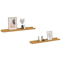Produktbild för Vägg hylla med hylla 2 pcs Beige 60 x 9 x 3 cm Konstruerat trä