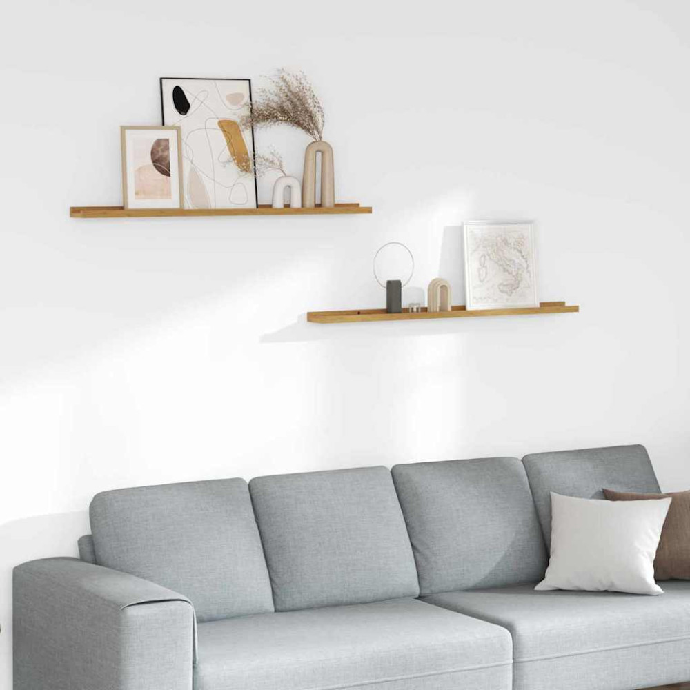 Produktbild för Vägg hylla med hylla 2 pcs Beige 100 x 9 x 3 cm Konstruerat trä