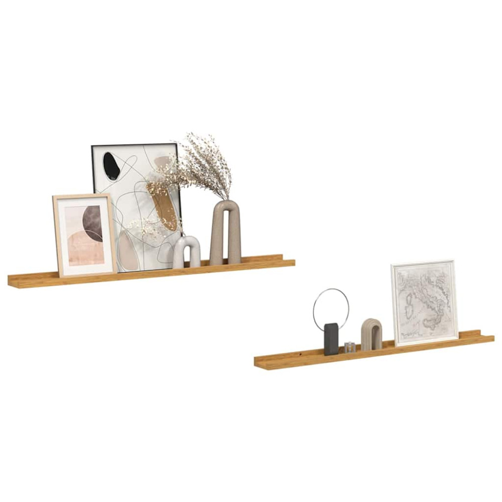 Produktbild för Vägg hylla med hylla 2 pcs Beige 100 x 9 x 3 cm Konstruerat trä