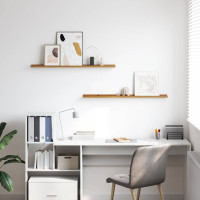 Produktbild för Vägg hylla med hylla 2 pcs Beige 100 x 9 x 3 cm Konstruerat trä