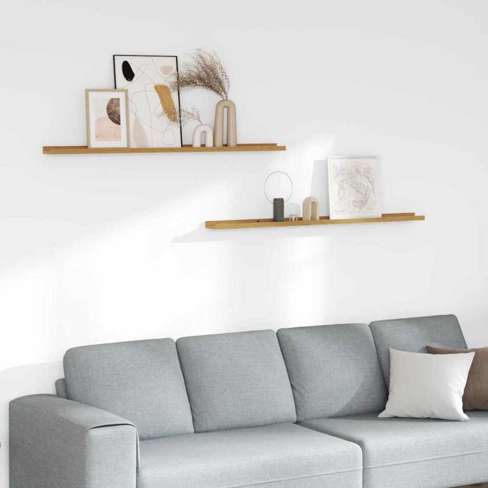 Produktbild för Vägg hylla med hylla 2 pcs Beige 115 x 9 x 3 cm Konstruerat trä