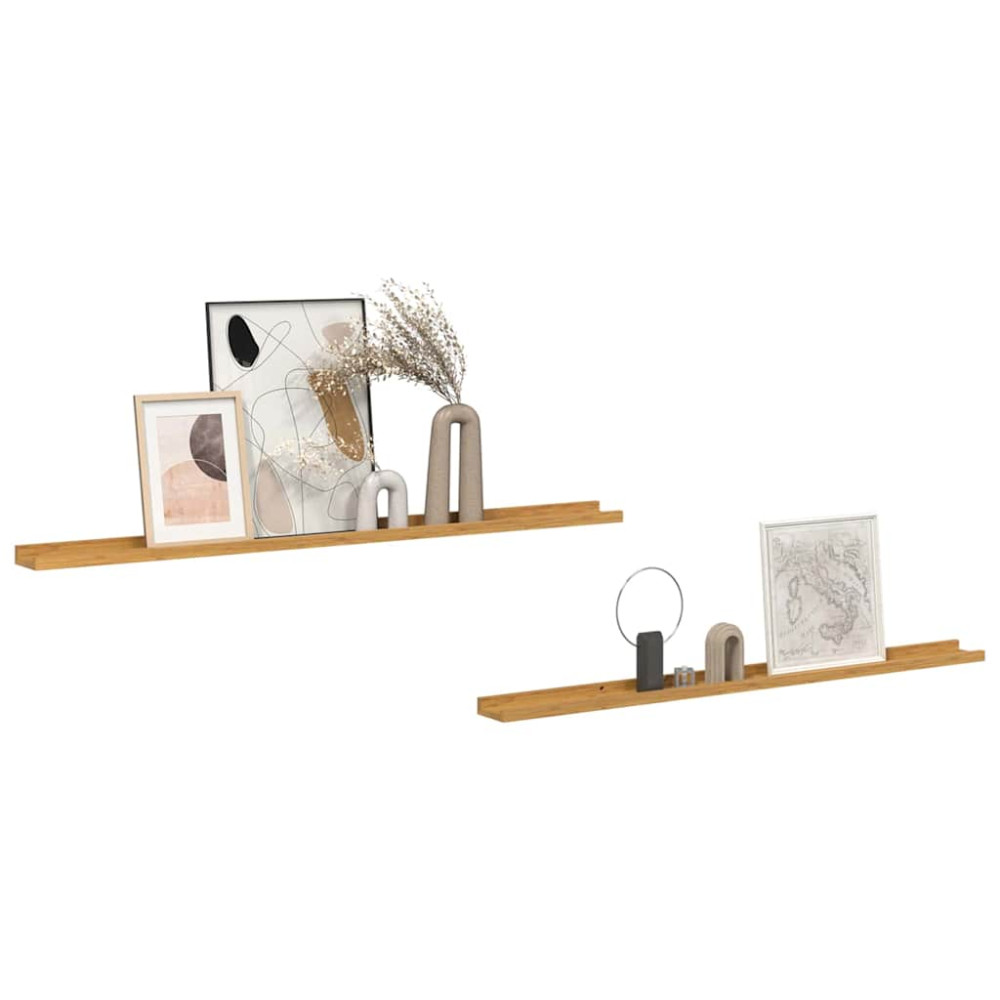 Produktbild för Vägg hylla med hylla 2 pcs Beige 115 x 9 x 3 cm Konstruerat trä