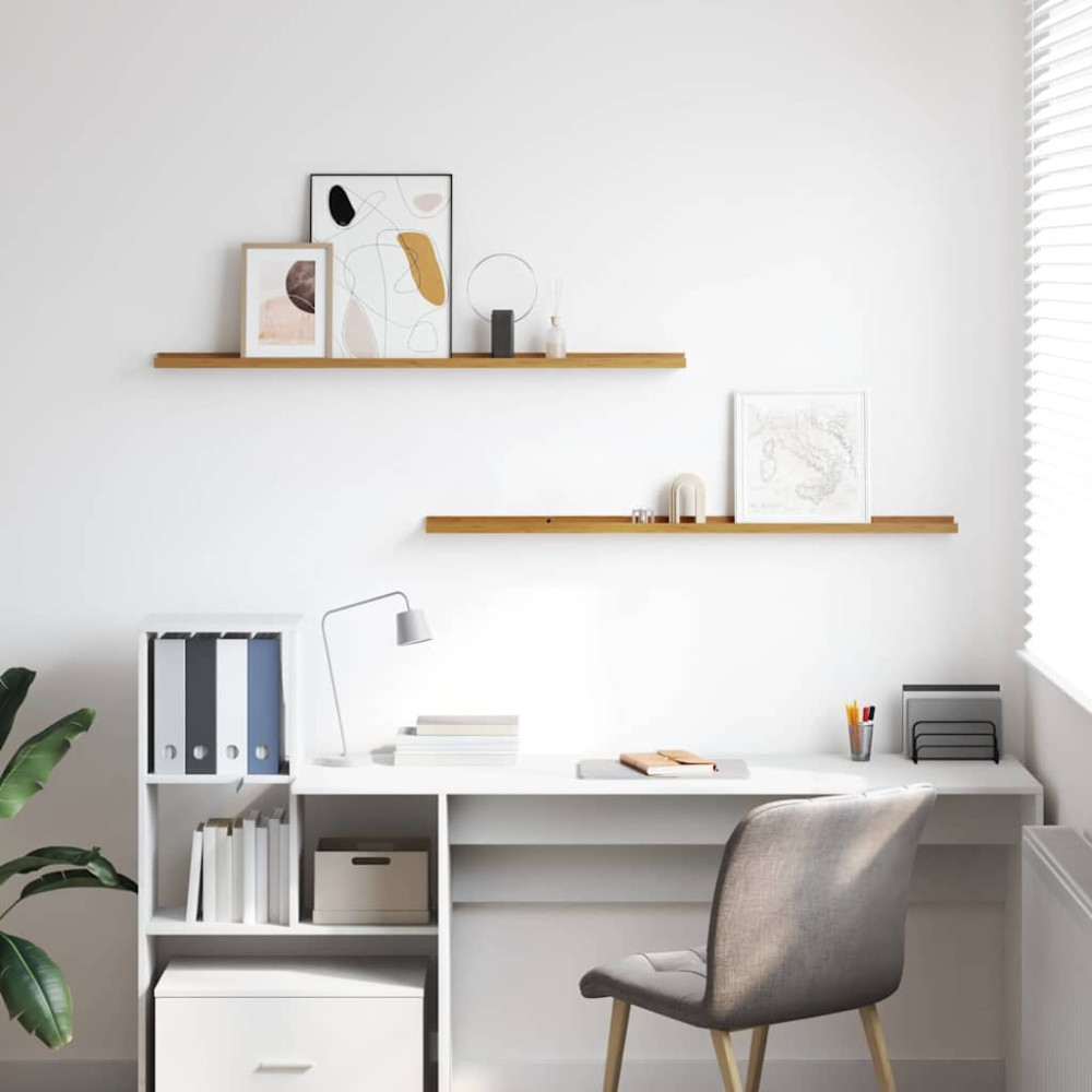 Produktbild för Vägg hylla med hylla 2 pcs Beige 115 x 9 x 3 cm Konstruerat trä
