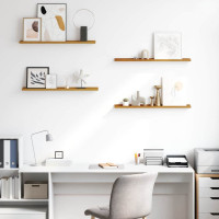 Produktbild för Vägg hylla med hylla 4 pcs Beige 80 x 9 x 3 cm Konstruerat trä