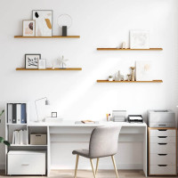 Produktbild för Vägg hylla med hylla 4 pcs Beige 100 x 9 x 3 cm Konstruerat trä