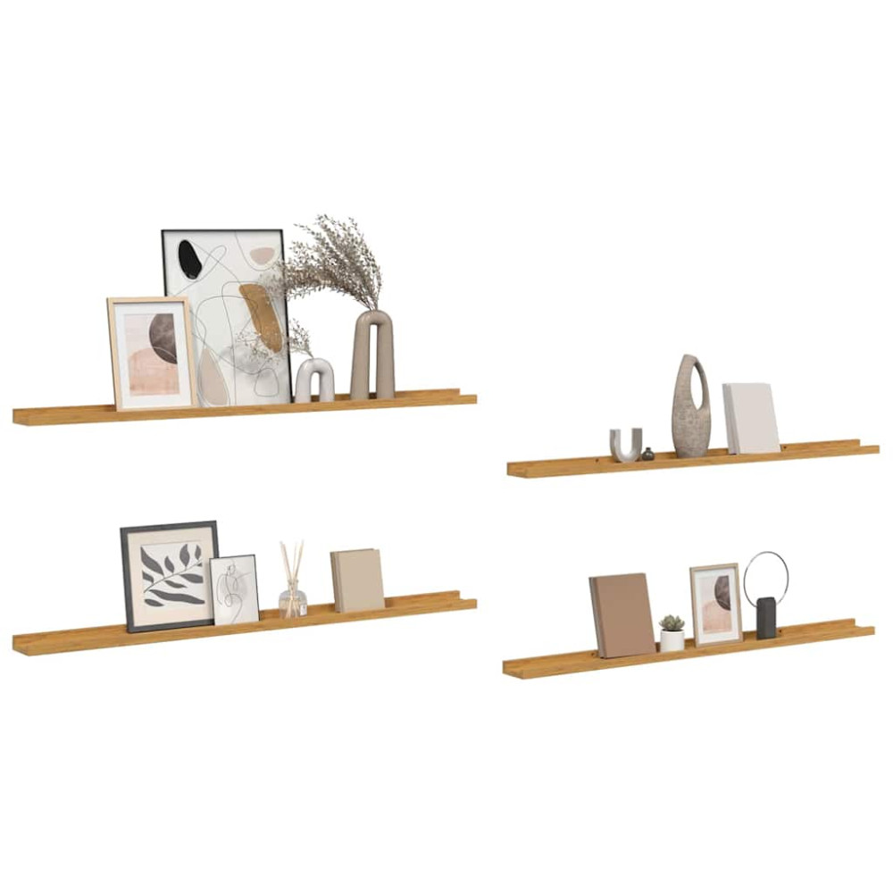 Produktbild för Vägg hylla med hylla 4 pcs Beige 115 x 9 x 3 cm Konstruerat trä