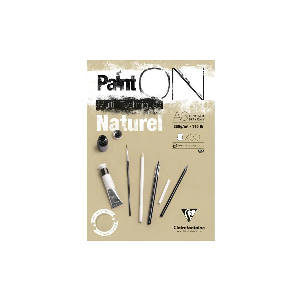 Produktbild för Paint-On block A3 250 g 30 ark brunt/naturpapper, multitekni...
