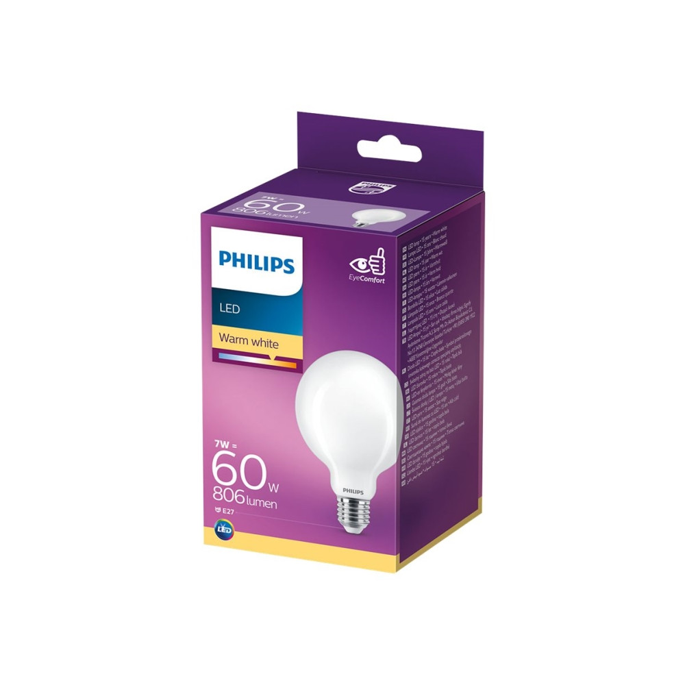 Produktbild för Philips - LED-glödlampa - form: G93 - glaserad finish - E27 - 7 W - varmt vitt ljus - 2700 K