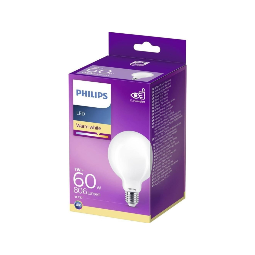 Produktbild för Philips - LED-glödlampa - form: G93 - glaserad finish - E27 - 7 W - varmt vitt ljus - 2700 K