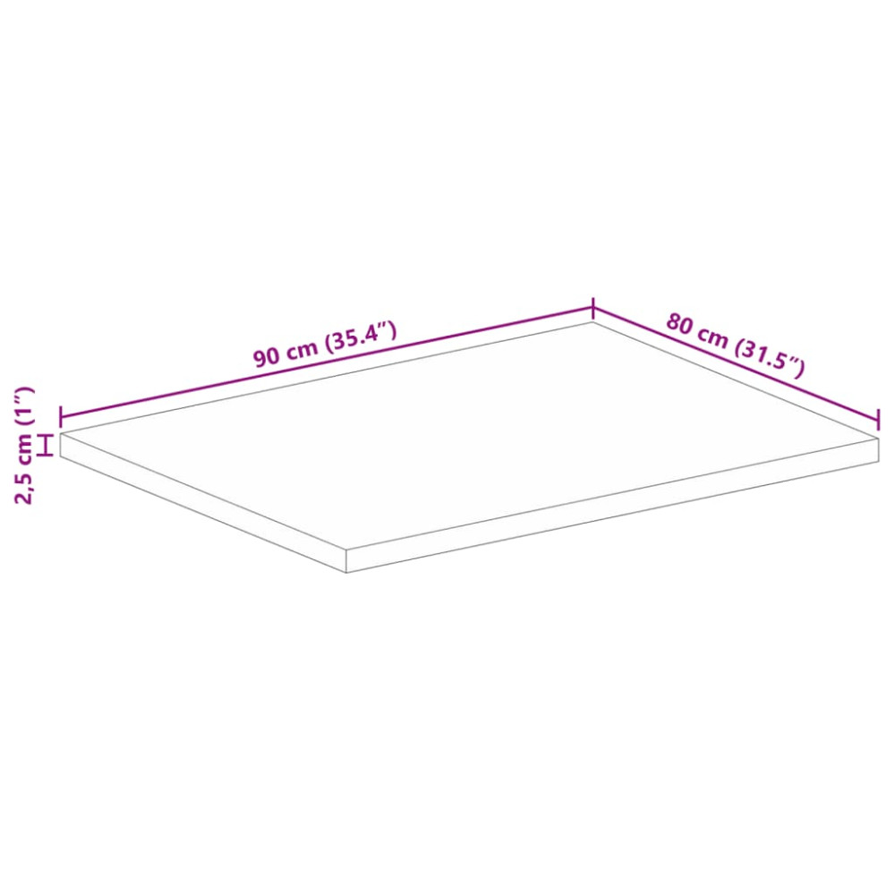 Produktbild för Bordsskiva 90x80x2,5 cm rektangulär massivt återvunnet trä