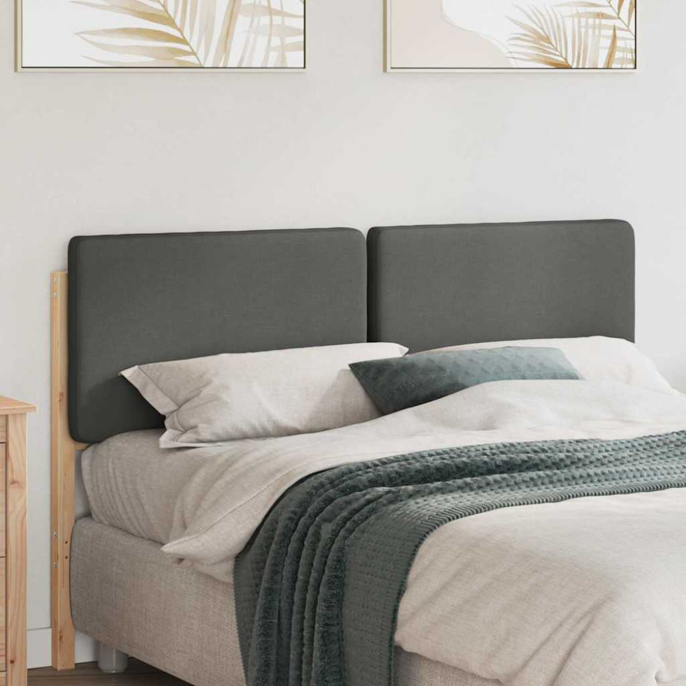 Produktbild för Klädd sänggavel Brun och ljusgrå 150 cm Massiv furu