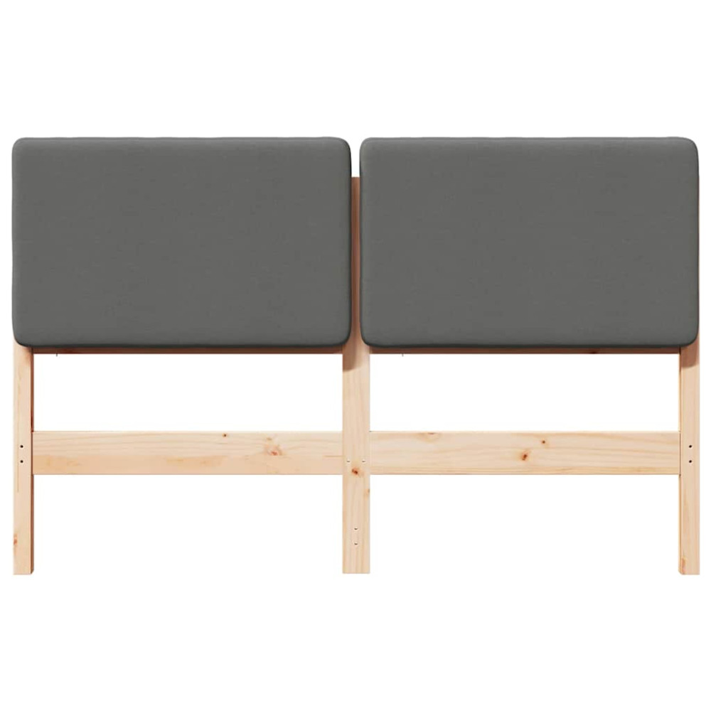 Produktbild för Klädd sänggavel Brun och ljusgrå 150 cm Massiv furu