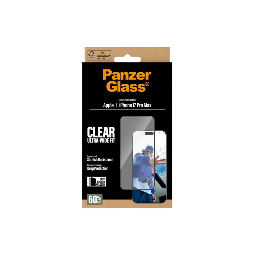 Produktbild för PanzerGlass - skärmskydd för mobiltelefon - ultrabred passning med EasyAligner