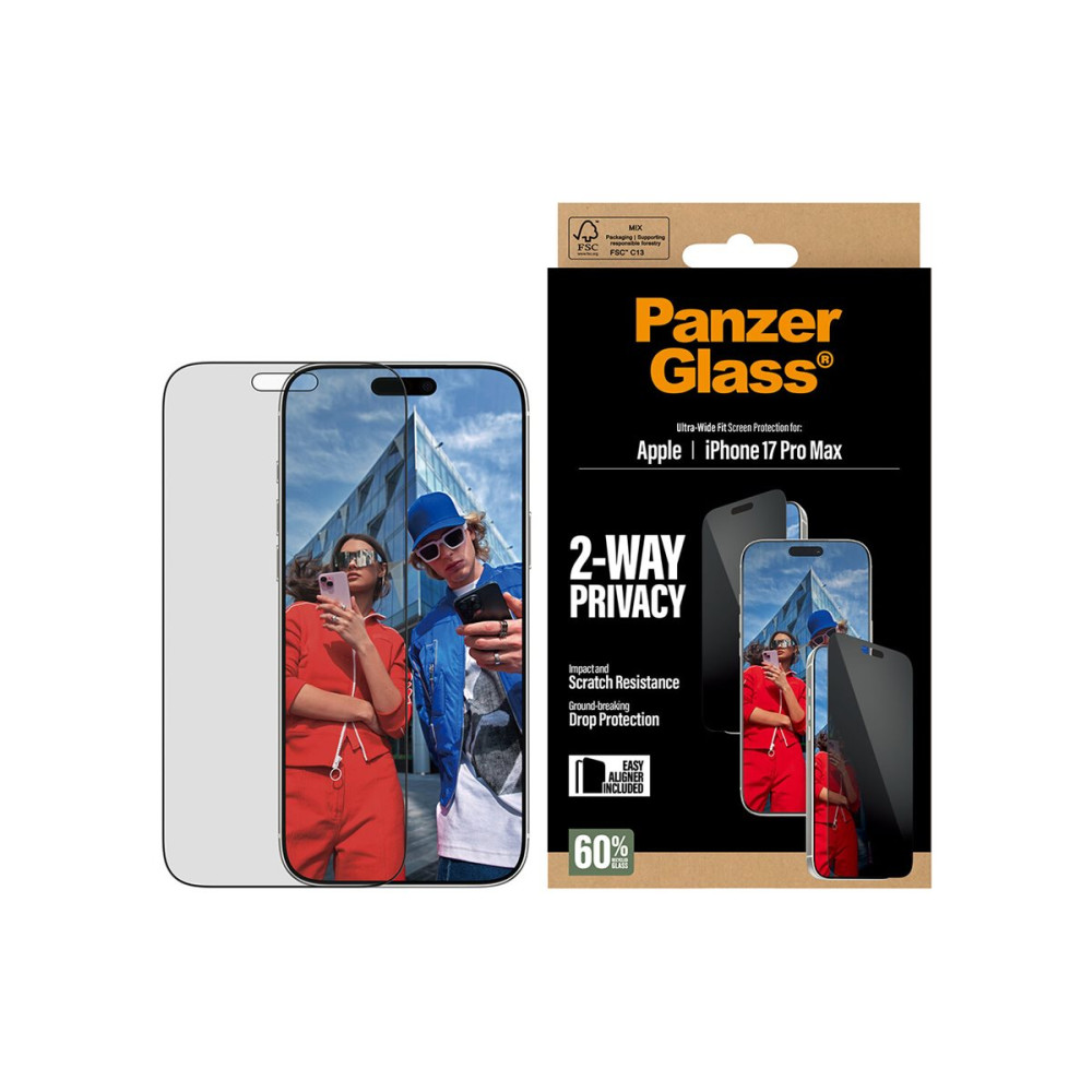 Produktbild för PanzerGlass Privacy - skärmskydd för mobiltelefon - ultrabred passning med EasyAligner