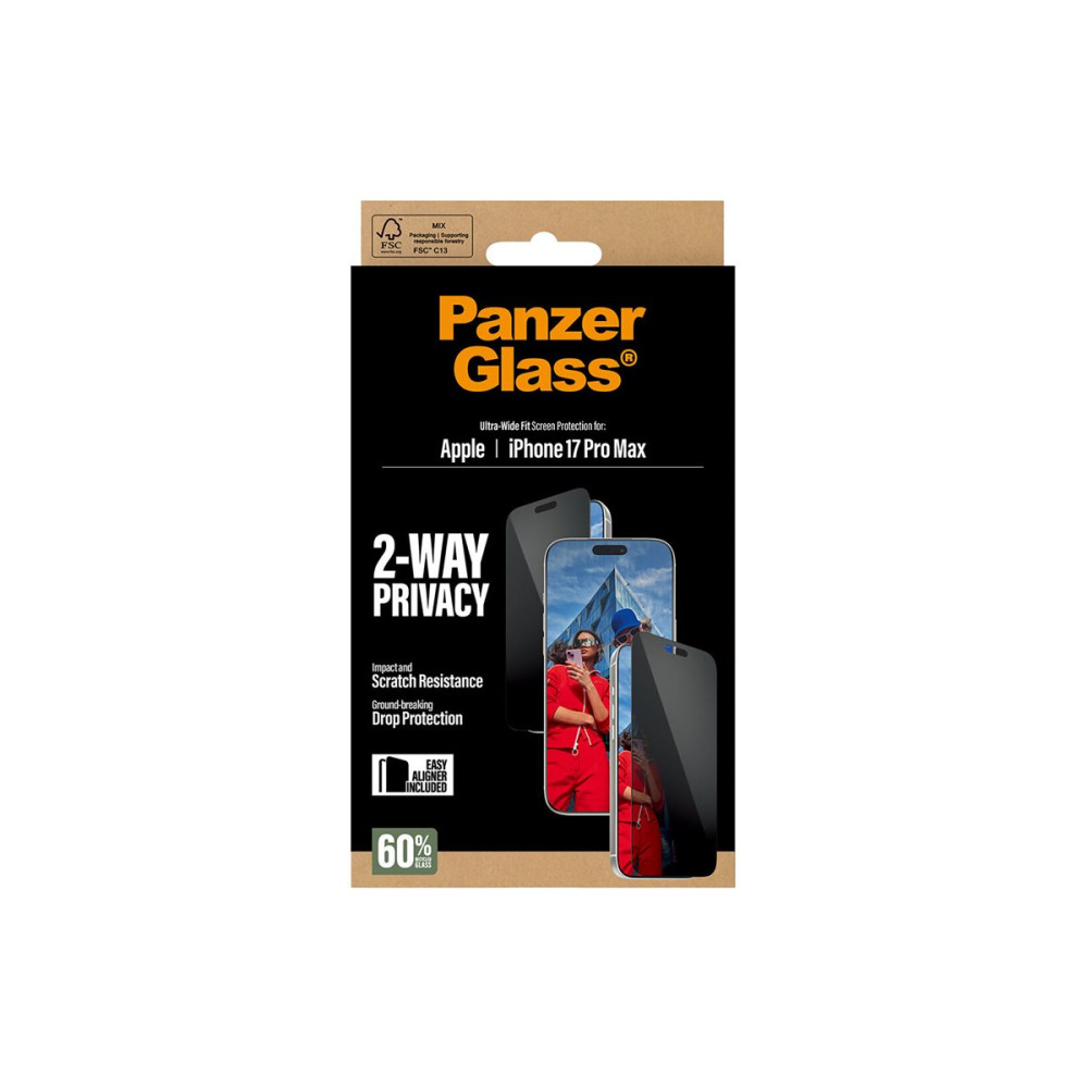 Produktbild för PanzerGlass Privacy - skärmskydd för mobiltelefon - ultrabred passning med EasyAligner