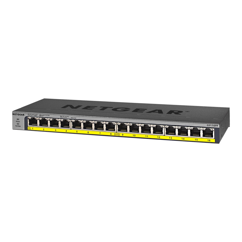 Produktbild för NETGEAR GS116LP - switch - 16 portar - rackmonterbar