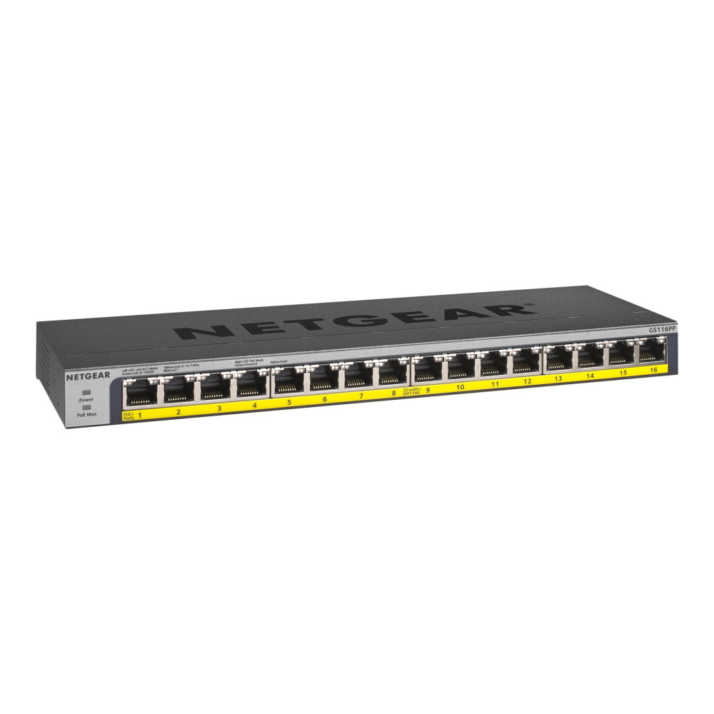 Produktbild för NETGEAR GS116LP - switch - 16 portar - rackmonterbar