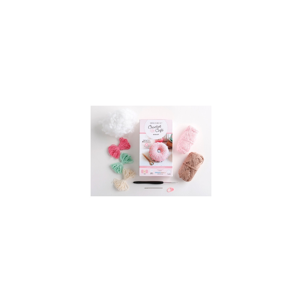 Produktbild för Crochet Café Amigurumi Kit Donut: Everything You Need Is Included: 100%-Cotton Yarn, Crochet Hook, Stitch Marker, Tapestry Needle, Fiberfill, Step-by-Step Leaflet, and Exclusive Instruction Videos; Be