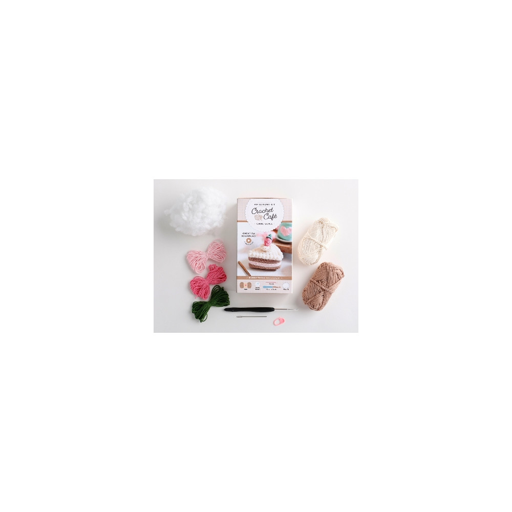 Produktbild för Crochet Café Amigurumi Kit Cake Slice: Everything You Need Is Included: 100%-Cotton Yarn, Crochet Hook, Stitch Marker, Tapestry Needle, Fiberfill, Step-by-Step Leaflet, and Exclusive Instruction Video