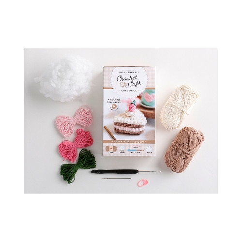 Schiffer Publishing Ltd Crochet Café Amigurumi Kit Cake Slice: Everything You Need Is Included: 100%-Cotton Yarn, Crochet Hook, Stitch Marker, Tapestry Needle, Fiberfill, Step-by-Step Leaflet, and Exclusive Instruction Video