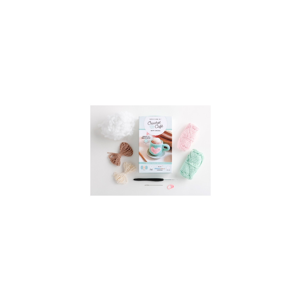 Produktbild för Crochet Café Amigurumi Kit Hot Cocoa: Everything You Need Is Included: 100%-Cotton Yarn, Crochet Hook, Stitch Marker, Tapestry Needle, Fiberfill, Step-by-Step Leaflet, and Exclusive Instruction Videos