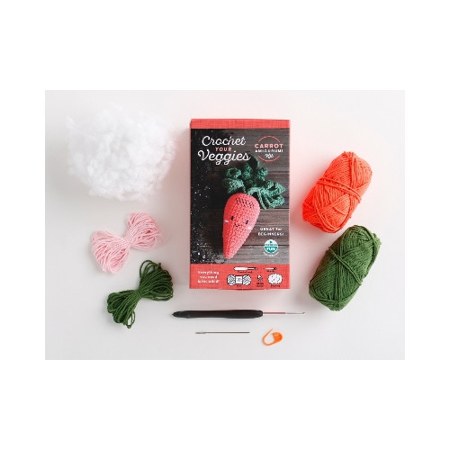 Ltd. Schiffer Publishing Crochet Your Veggies Amigurumi Kit Carrot: Everything You Need Is Included: 100%-Cotton Yarn, Crochet Hook, Stitch Marker, Tapestry Needle, Fiberfill, Step-by-Step Leaflet, and Exclusive Instruction V