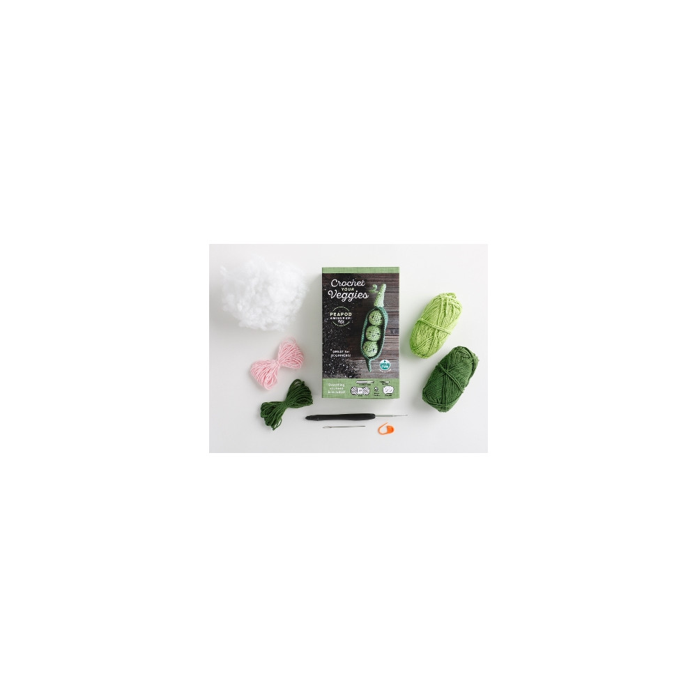 Produktbild för Crochet Your Veggies Amigurumi Kit Peapod: Everything You Need Is Included: 100%-Cotton Yarn, Crochet Hook, Stitch Marker, Tapestry Needle, Fiberfill, Step-by-Step Leaflet, and Exclusive Instruction V