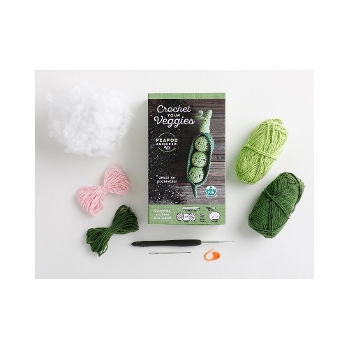 Ltd. Schiffer Publishing Crochet Your Veggies Amigurumi Kit Peapod: Everything You Need Is Included: 100%-Cotton Yarn, Crochet Hook, Stitch Marker, Tapestry Needle, Fiberfill, Step-by-Step Leaflet, and Exclusive Instruction V
