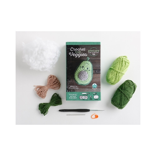 Ltd. Schiffer Publishing Crochet Your Veggies Amigurumi Kit Avocado: Everything You Need Is Included: 100%-Cotton Yarn, Crochet Hook, Stitch Marker, Tapestry Needle, Fiberfill, Step-by-Step Leaflet, and Exclusive Instruction