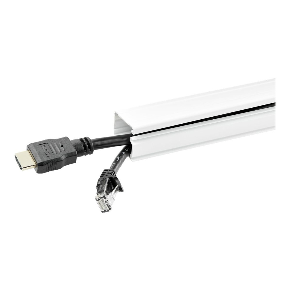 Produktbild för StarTech.com Solid Cable Management Raceway with Adhesive Tape & Cover, 1-1/8"(32mm)W x 3/4"(20mm)H, 6ft(1.8m) length, PVC Network/Power Cord Hider Kit, Wall Wire Duct System, UL Listed - UL94 V0, M1 Fire Rated (CBMOWD3220) - kabelränna - TAA-kompatibel