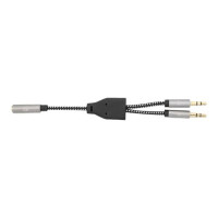 Produktbild för Manhattan Headset Adapter Cable with Stereo Audio Y-Splitter, 3.5mm, Aux, 15cm, Female/2x Male, Splits Single Headset Plug into Microphone and Audio Plugs, Slim Design, Black/Silver, Gold plated contacts and pure oxygen-free copper wire, Lifetime Warranty