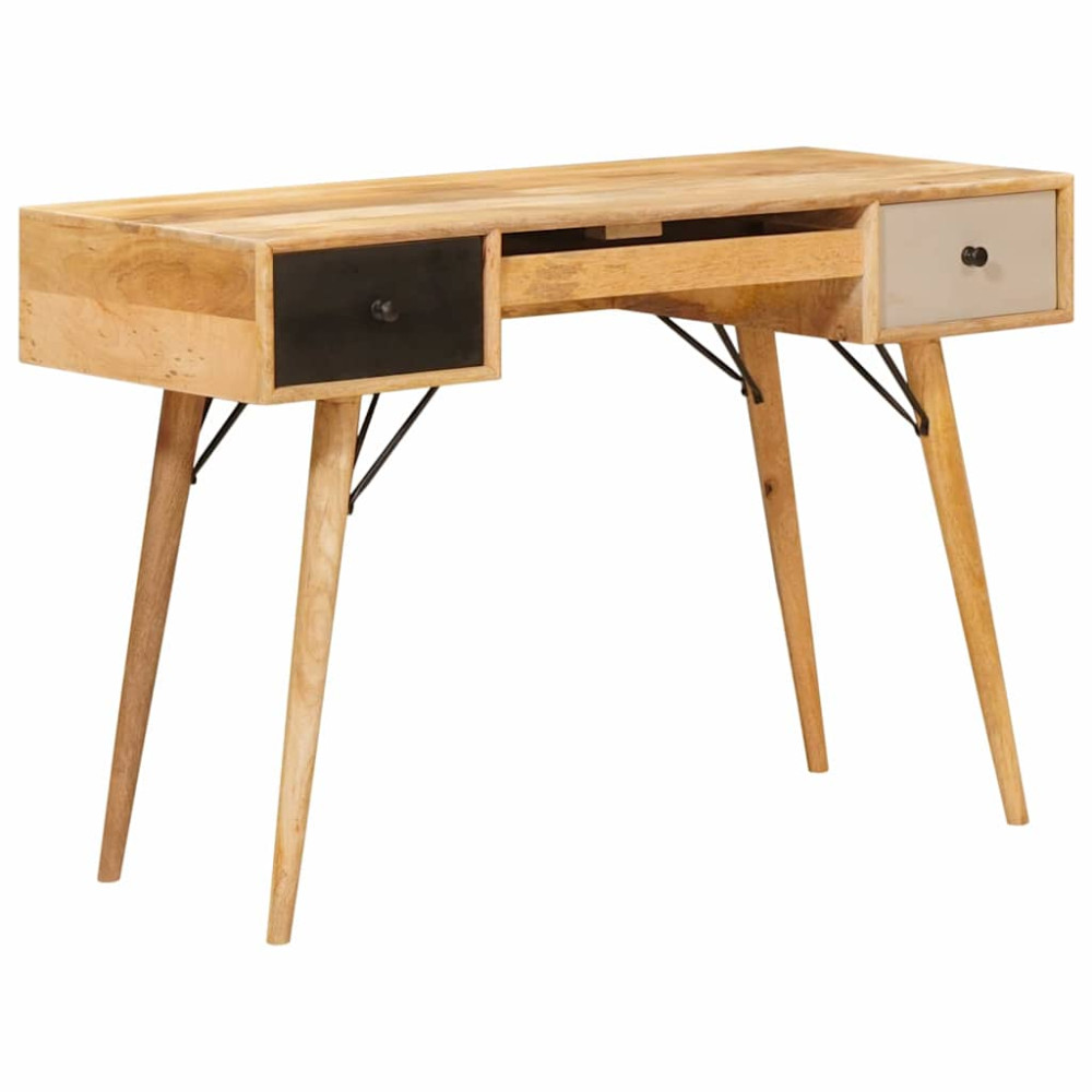Produktbild för Skrivbord med låda Brun 110 x 55 x 76 cm Massivt mangoträ